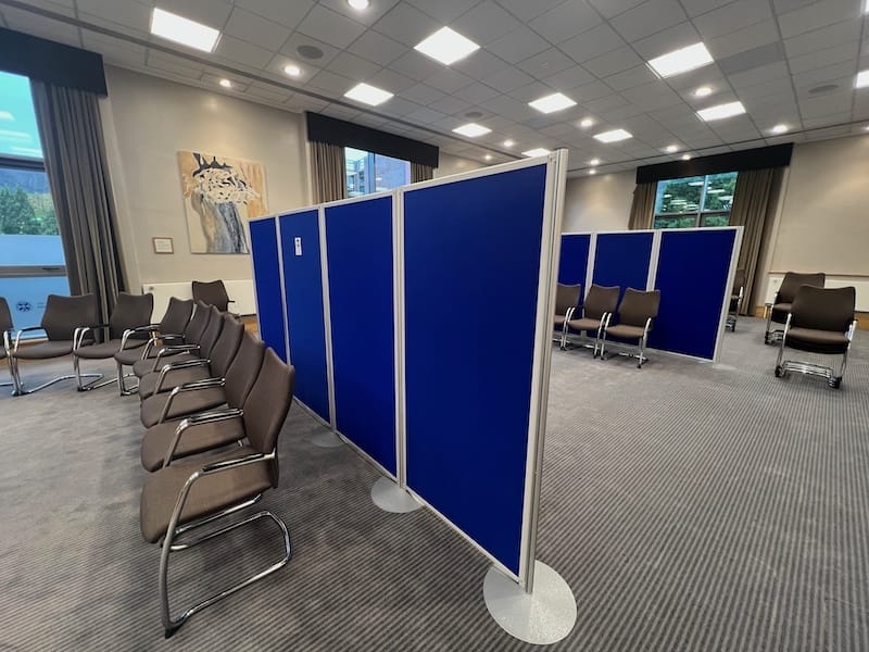 Display boards setup in St Leonard's Hall, University of Edinburgh 