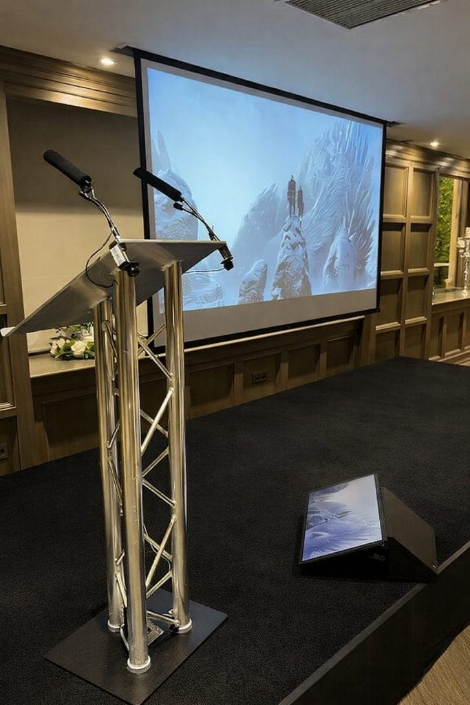 Reliable AV Hire Scotsman Hotel for Seamless Conferences and Events 2 conference AV and party lighting setup at Scotsman Hotel Edinburgh