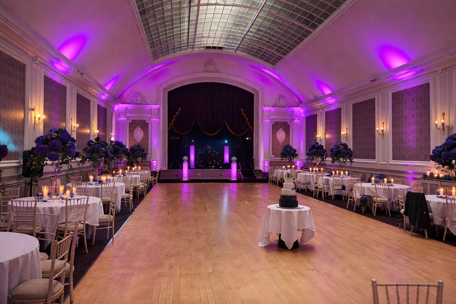 Party Setup for DJ at Peebles Hydro main hall Scotland