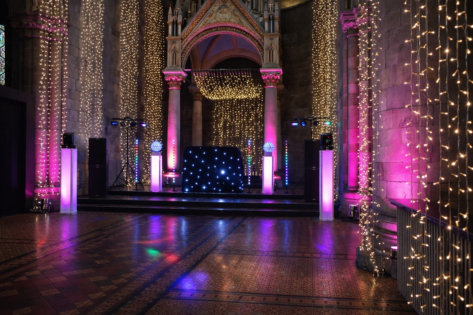 DJ sound and lighting setup at Mansfield Traquair Edinburgh