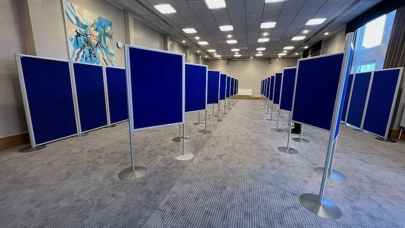 Poster Board Hire Edinburgh 1 freestanding poster boards installed at a conference venue in Edinburgh