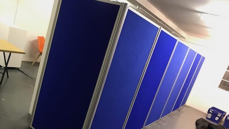 Exhibition Display Boards Edinburgh 2 close up of linked exhibition display panels with corporate branding